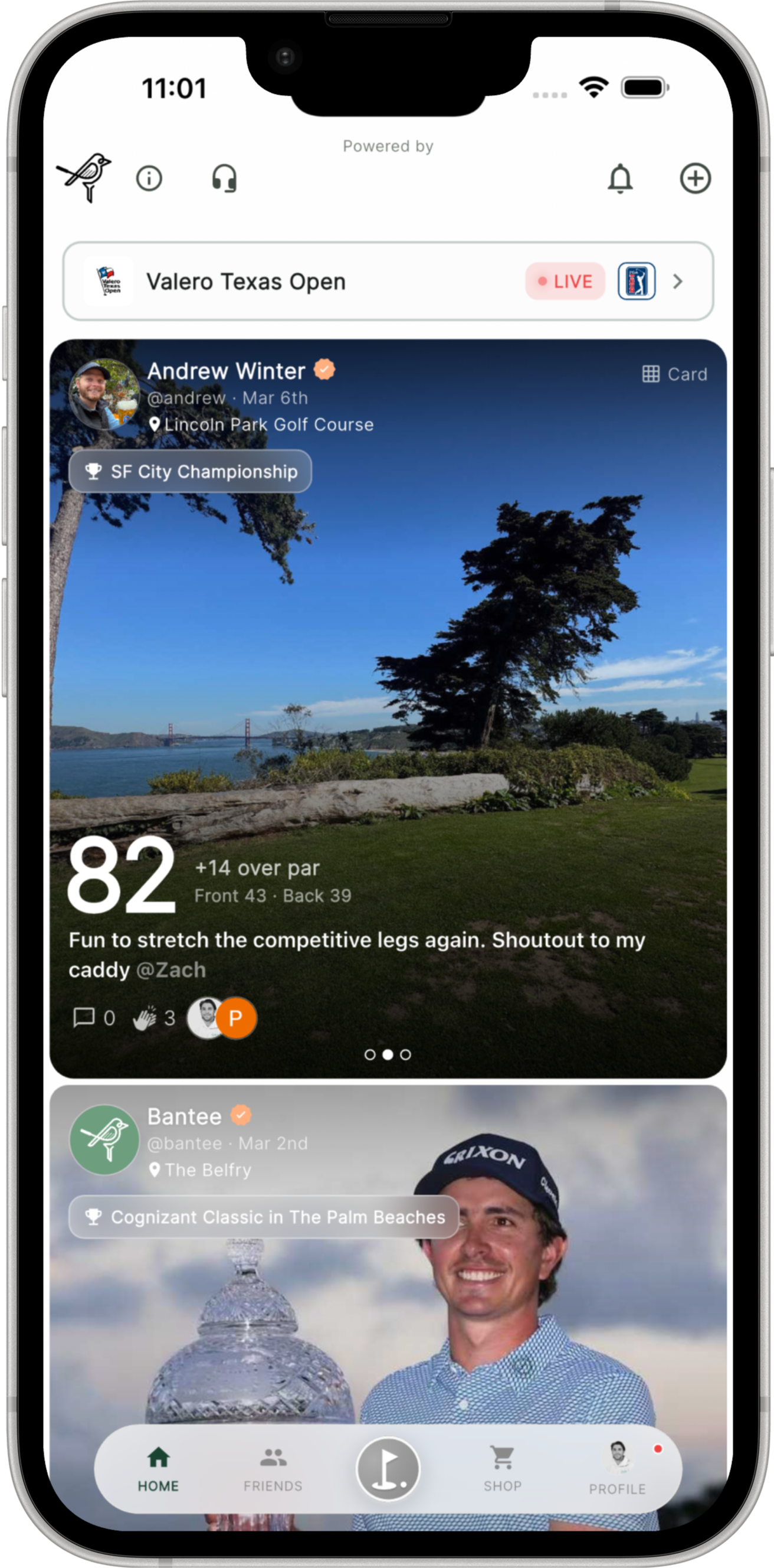 Bantee golf app on iPhone