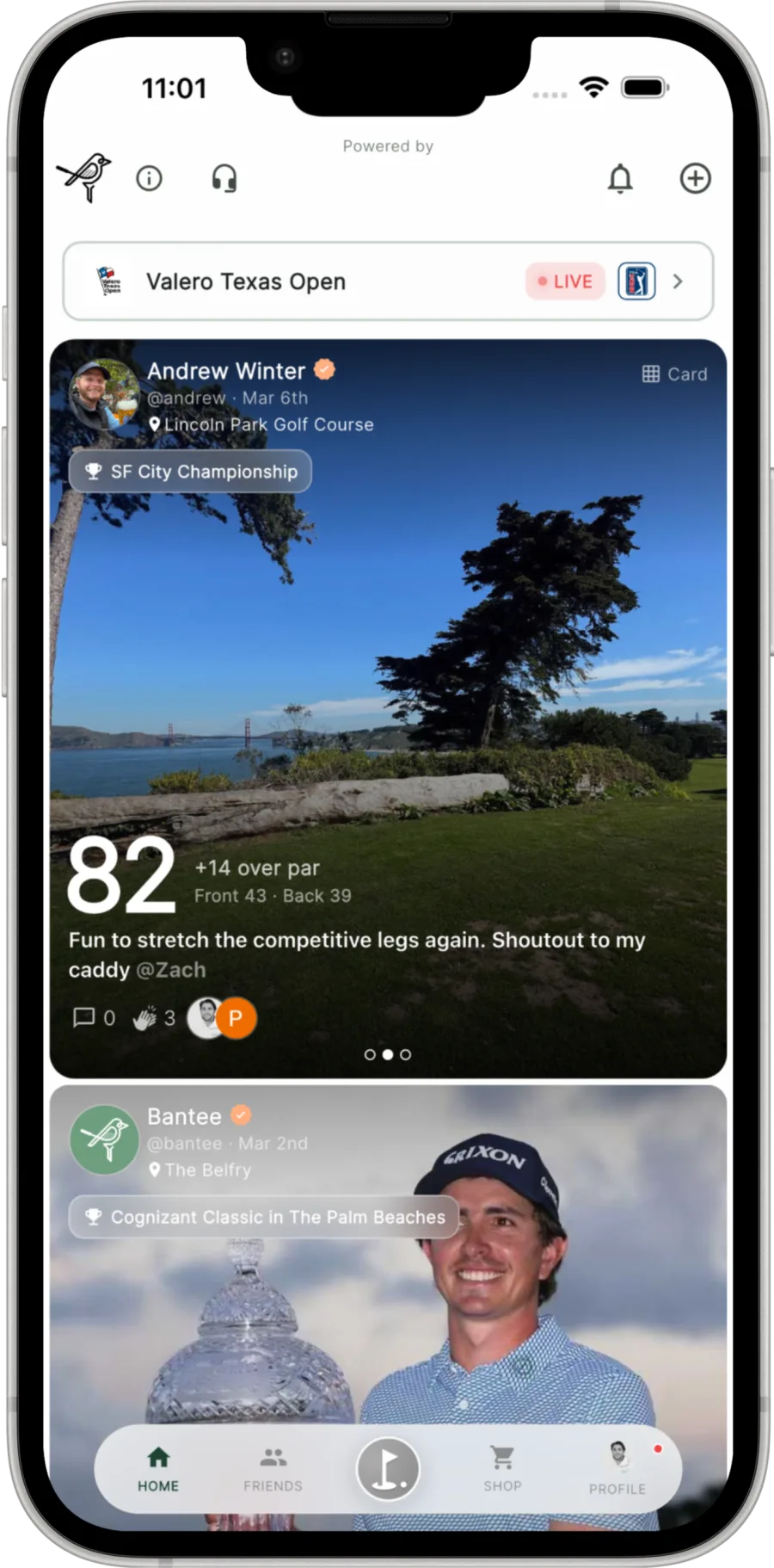 Bantee golf app on iPhone